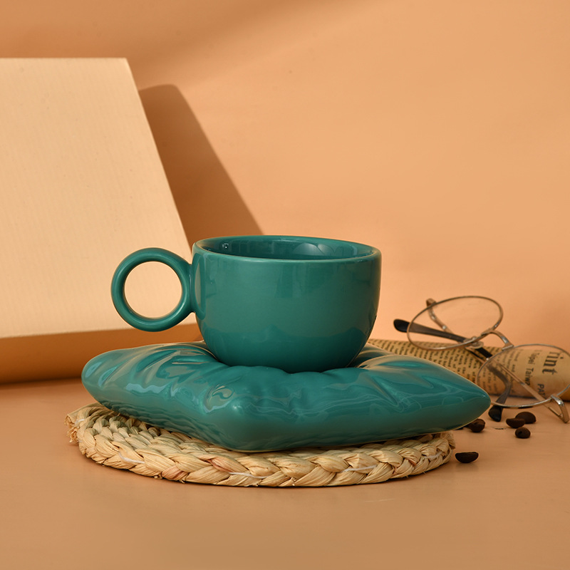 Cute, high-quality, retro, ceramic cup, coffee cup, Instagram style, pillow bag, macaron, soft 