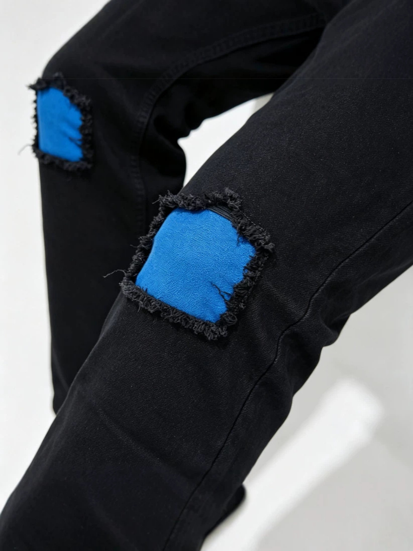 Jeans Rotos con Parches para Hombre, Mezclilla de Algodón, Elástico, Corte Ajustado, para Uso Casual