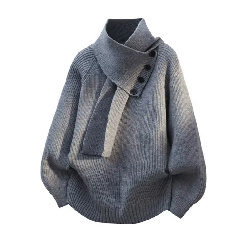 Autumn and Winter Ins Lazy Style Thickeneded Turtleneck Knitwear Men's Korean Style Trendyy Loose Couple Pure Color Bottoming Knitwear