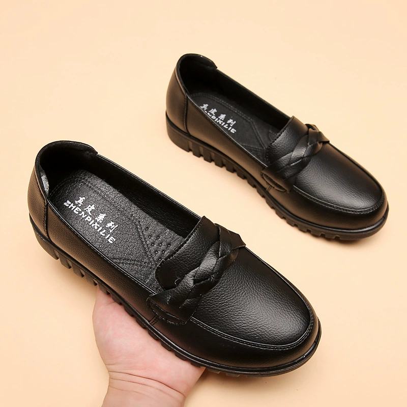 Женские повседневные туфли на мягкой подошве, балетки из натуральной кожи, нескользящие туфли на плоской подошве для мам, женские кожаные туфли, которые не утомляют ноги, удобные и долговечные.