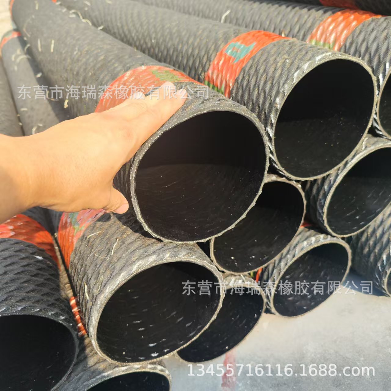 打桩机专用泥浆管输送混凝土砂石土料高强度耐磨橡胶钢丝管