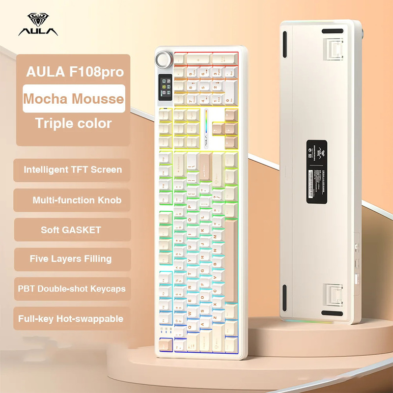 AULA タンジェリンスパイダー F108pro カスタマイズされたメカニカルキーボードワイヤレス Bluetooth 3 モード e スポーツゲームホットスワップ可能なクロスボーダー|undefined