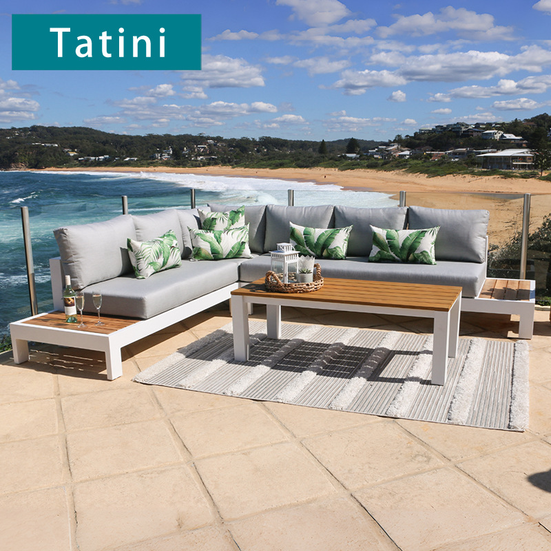 Villa patio terraza sofá de aleación de aluminio combinación de jardín al aire libre impermeable muebles de protección solar sofá de ocio al aire libre