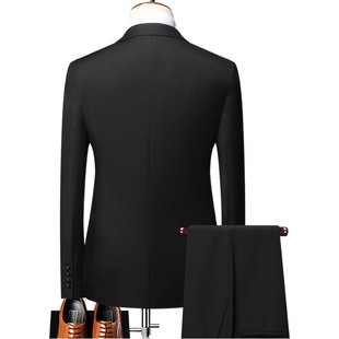 Men's Business Suit Three-Piece 2023 Casual Formal Suit Men's Korean Style Slim-Fit Straight Solid Color Suit Men's Suit