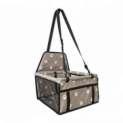 Multi-function pad: Car Pet Seat Bag - gray-footprints-reinforced-pvc-white-pipe