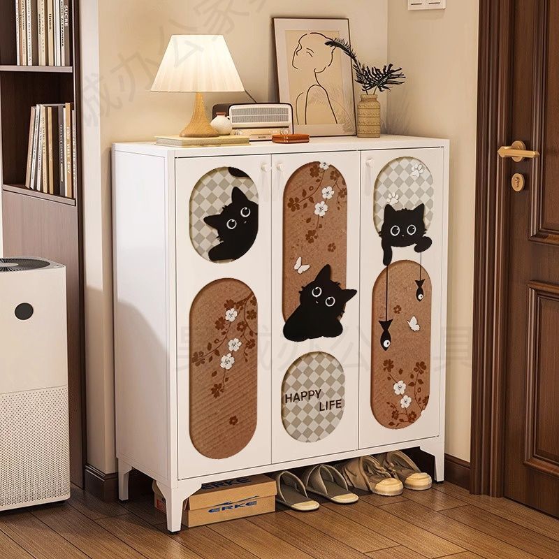 Steel Shoe Cabinet at the Entrance Door, Antique Style Home Entrance Storage Cabinet, Hallway Shoe Rack, Storage Cabinet, Integrated Against the Wall