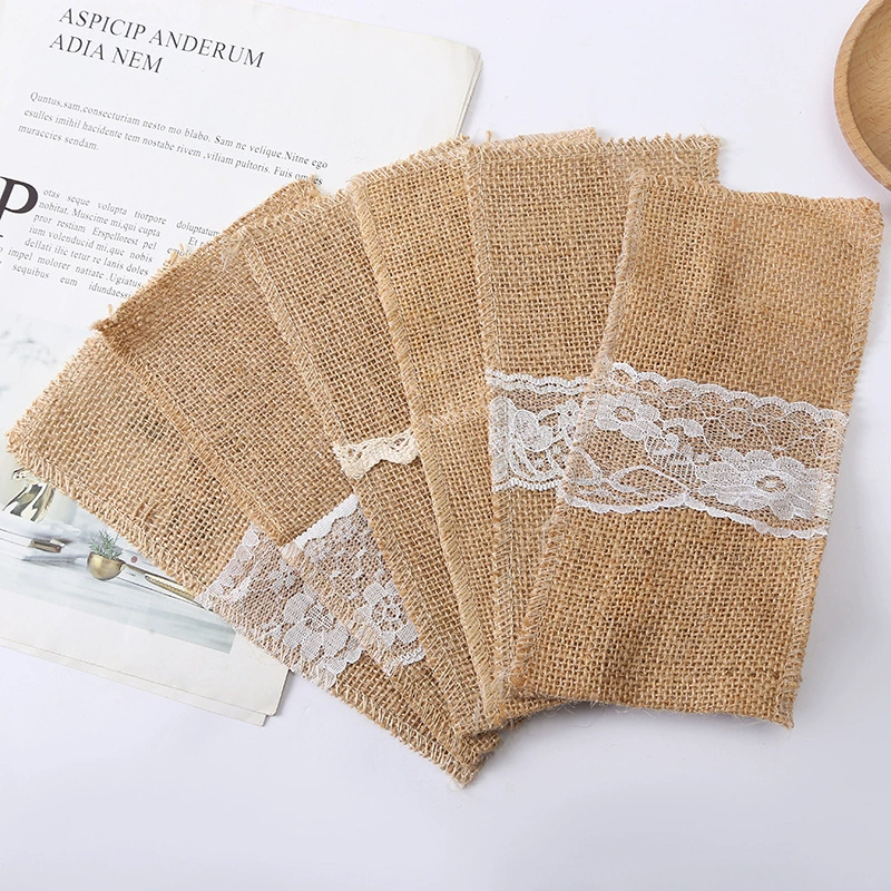 Льняной кружевной нож и вилка сумка Рождественский декоративный льняной нож и вилка сумка свадебный фестиваль Свадьба Любовь производители пеньковой веревки