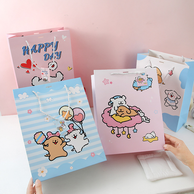 Bolsas de regalo de perros curvas bolsas de dibujos animados bolsas de estudiantes bolsas de mano bolsas de regalo de mano bolsas de caja de regalo