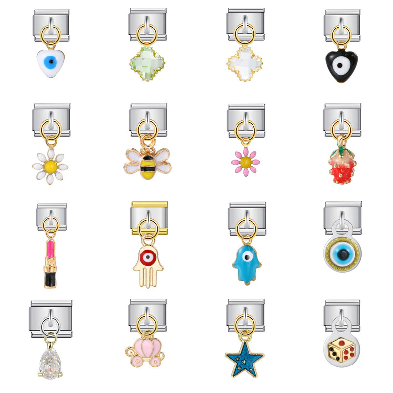 Italian Charm Module Bracelet Single Hook Pendant Series Stainless Steel Elastic Splicing Watch Band Chain Italian Charm Module Bracelet Single Hook Pendant Series Stainless Steel Elastic Splicing Watch Band Chain