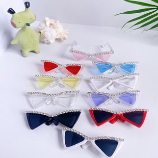 Sparkling Diamond Cat Glasses Dog Glasses Cotton Doll Glasses Triangle Pet Glasses Pet Headwear Pet Supplies