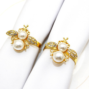 Explosions cute pearl bee napkin ring exquisite insect napkin buckle western restaurant napkin ring factory wholesale