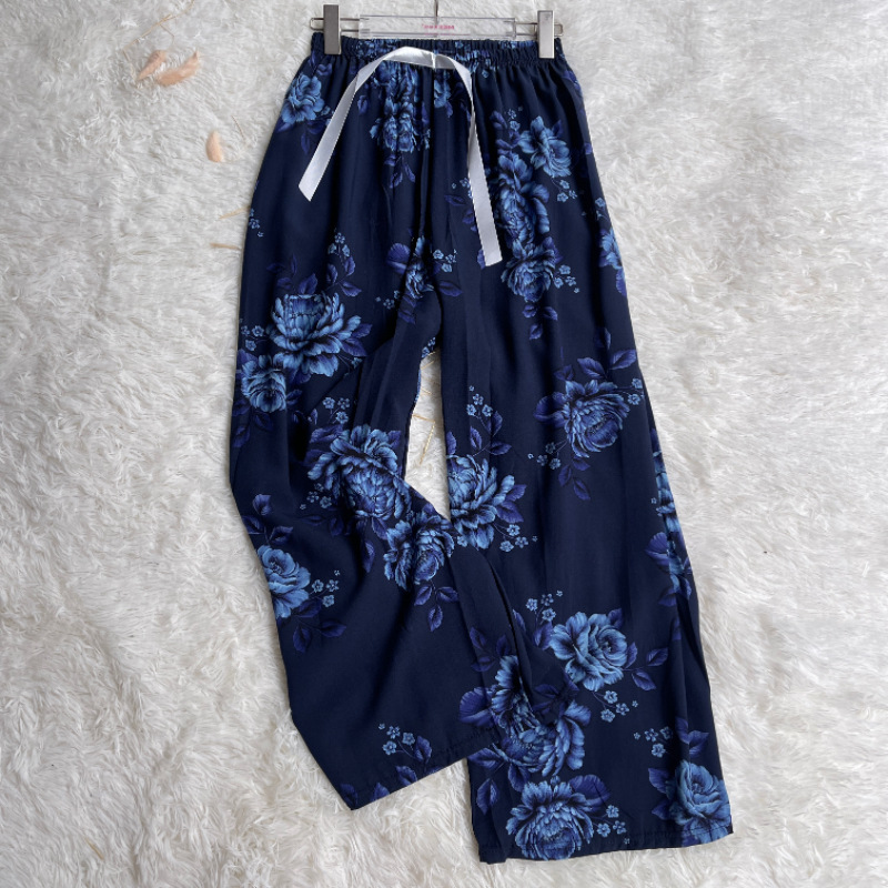 코튼 실크 와이드 팬츠 - 콩구 난초