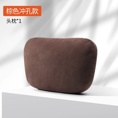 pillow lumbar inner accessories | Headrest - solid-color-suede-mocha-brown-punched-version-single-headrest