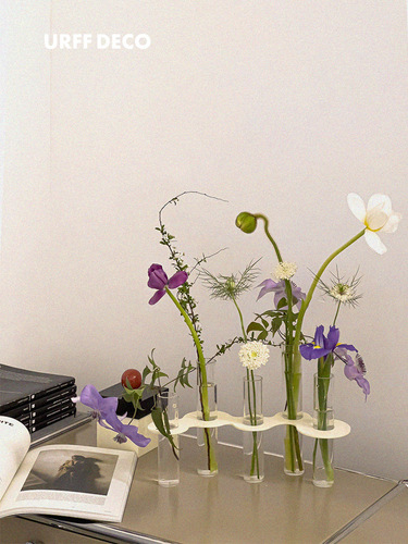Internet celebrity molecular test tube vase wabi-sabi style inspired flower vessel acrylic architectural line sense Nordic minimalism