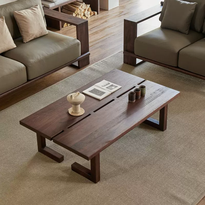 北欧全实木樱桃木茶几沙发日式茶桌家用客厅简约现代黑胡桃榻榻米