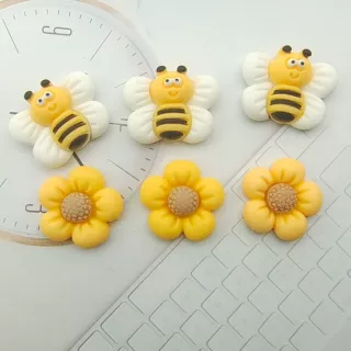 仿真树脂可爱小黄花小蜜蜂 DIY奶油手机壳配件创意手工材料饰品