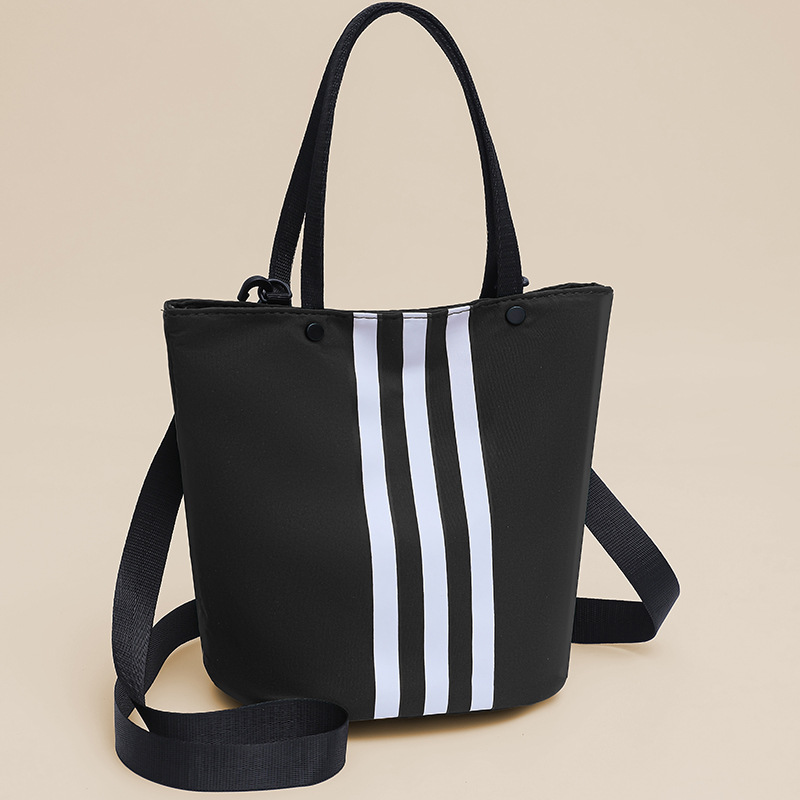 2026 New Striped Color-Blocking Canvas Bag, Simple Large-Capacity Crossbody Bag, Shoulder Bag, Handbag, Multifunctional Women's Bag
