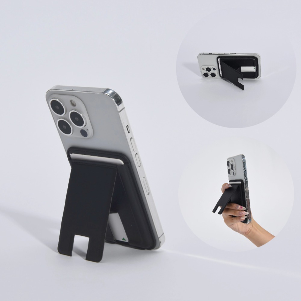 Magnetic Card Holder Magsafe Magnetic Mobile Phone Holder Card Holder Leather Wireless Charging Compatible with Lazy Desktop Multi-Function