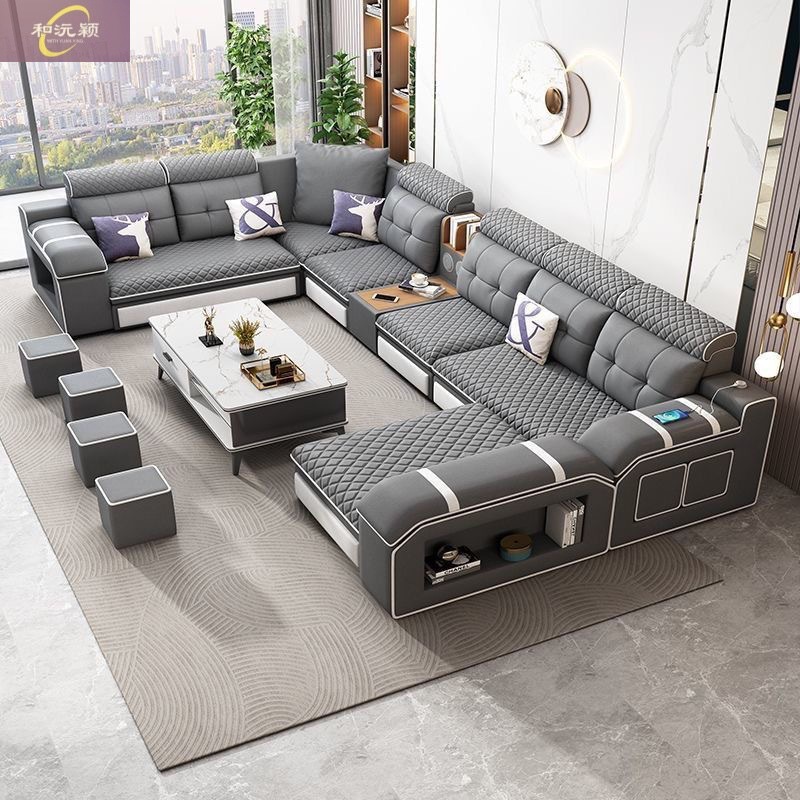 New Cat Scratch Leather Technology Cloth Sofa Living Room Simple Size Multifunctional No-Wash Fabric Sofa