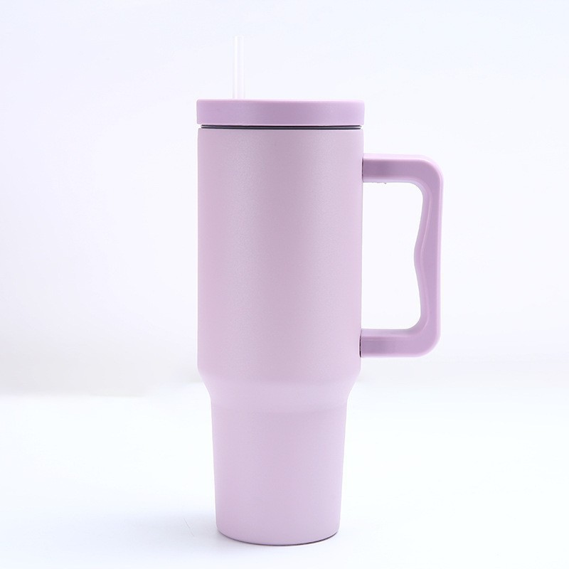 Taza térmica para coche de 40 oz, acero inoxidable 304, gran capacidad con asa y tapa con pajilla