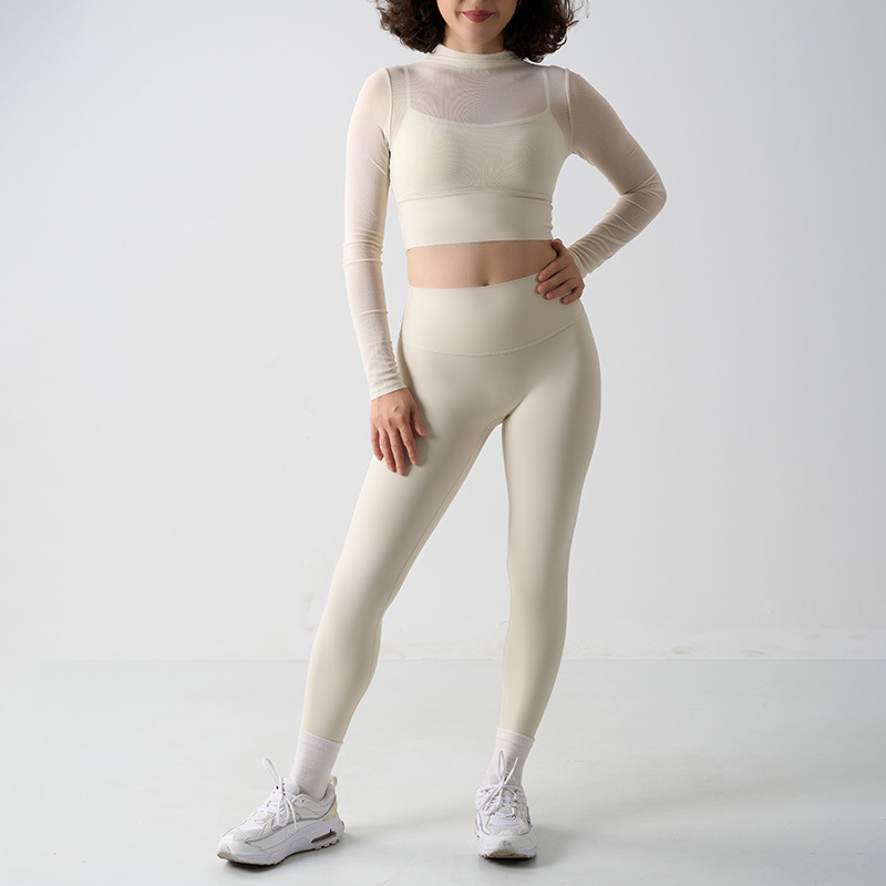 SK*M同款Mesh Sports Yoga Set瑜伽套装女网纱上衣高腰健身瑜伽裤
