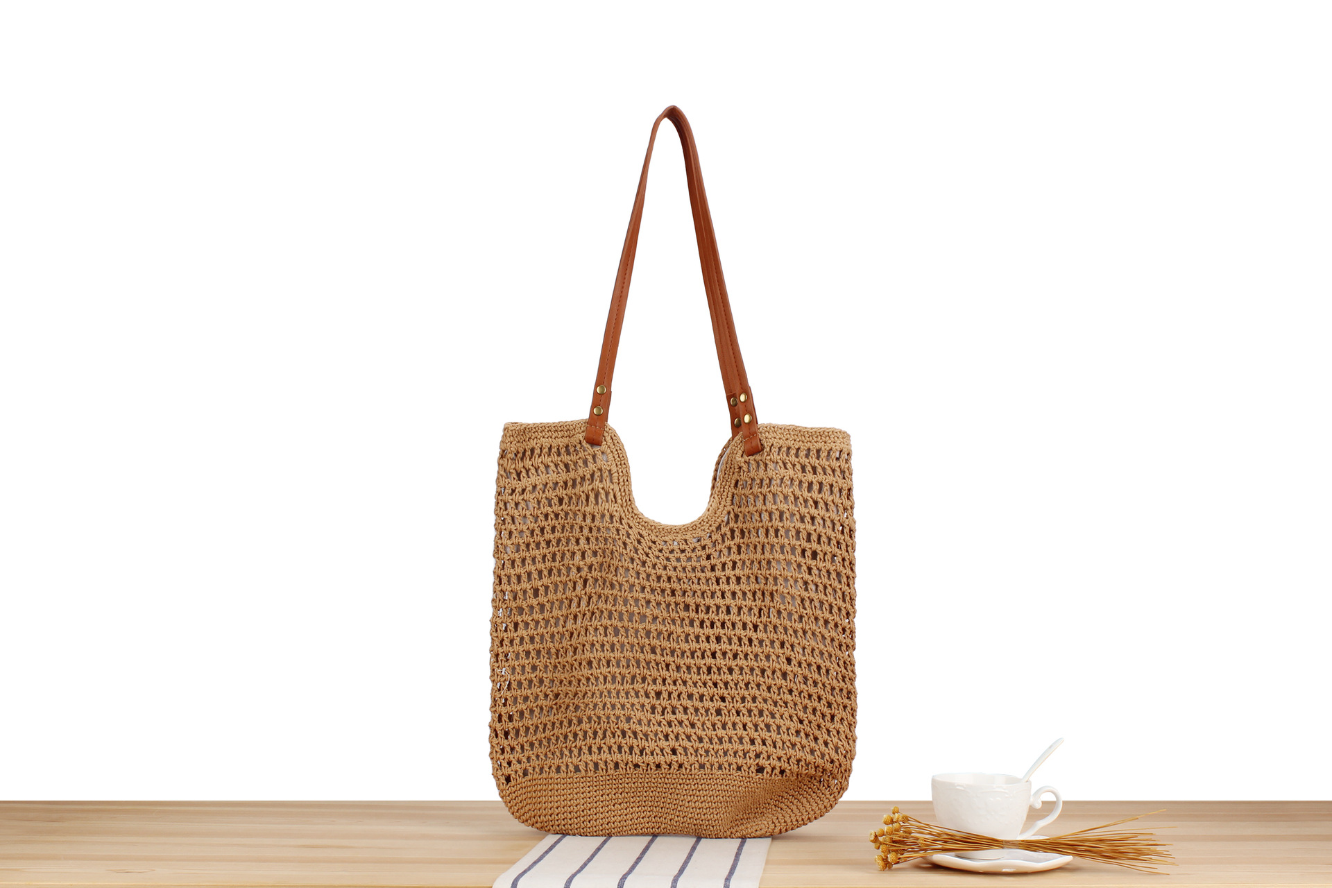 Women's Vacation Beach Solid Color Cotton Shopping Bags display picture 2