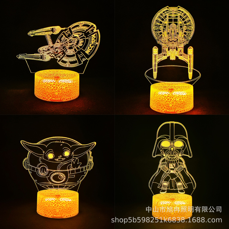 Cross-border 3D Night Light Star Wars series New exotic USB bedside lamp table lamp gift lamp crack 16 color