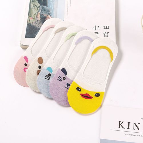 2020 new summer invisible socks women's cotton cartoon invisible socks shallow mouth silicone women's socks