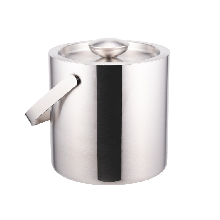 Double-layer handheld ice bucket stainless steel