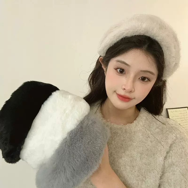 秋冬宽边毛绒发箍少女甜美气质发饰轻奢可爱头箍高颅顶头饰发卡