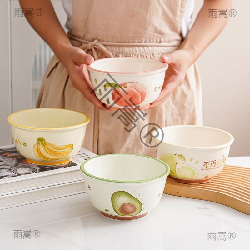 6inch Stylish and Cute Ceramic Bowls for Dormitory Use, Suitable for Instant Noodles, Salad, and Soup