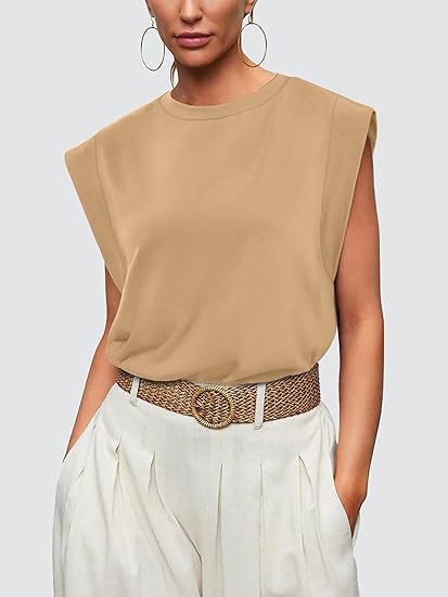 210g Weight Sleeveless Sleeve Length Pullovers Placket Type Raglan Sleeve Sleeve Type Cotton Fabric Type Long Top Length T-shirt Tops Type Holiday, Daily Occasion Round Neck Neckline Loose Fit Type Stripe, Solid Color Pattern Summer, Spring Season Women's Gender Casual Style Wholesale Women's Casual Stripe Solid Color Sleeveless T-Shirts 21
