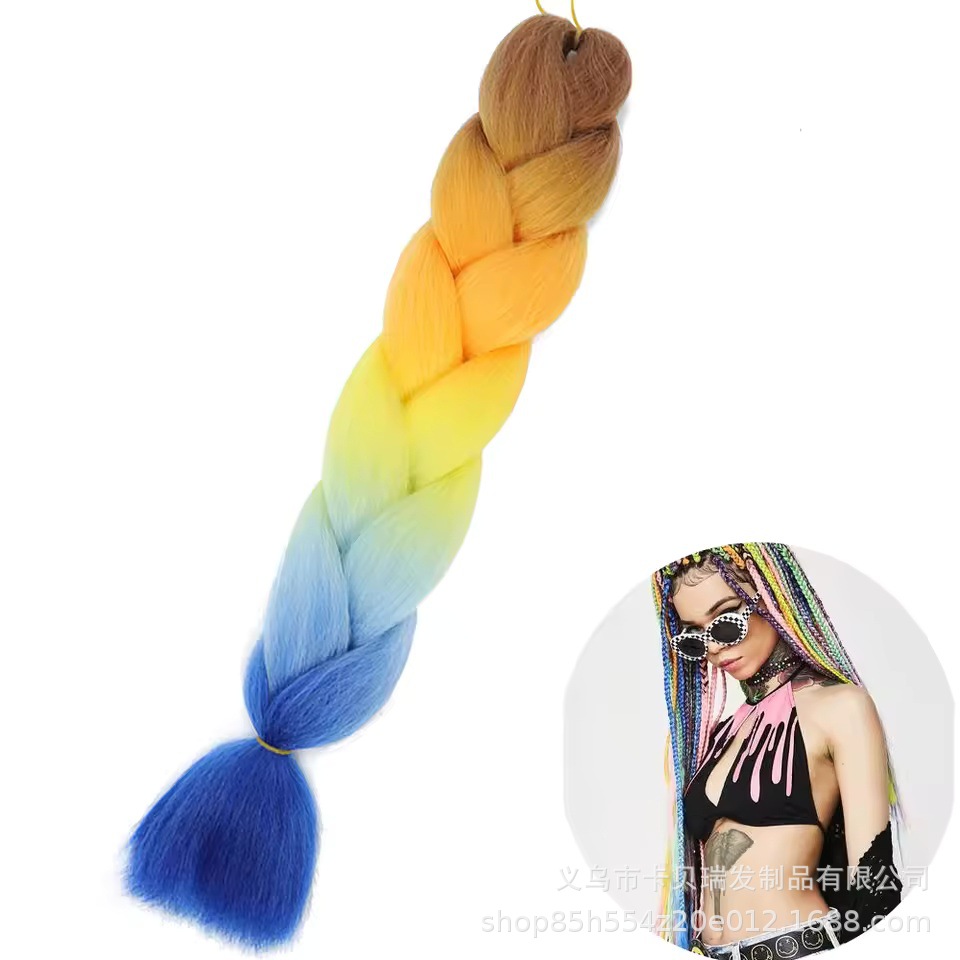 Xuchang pelucas al por mayor seda de alta temperatura teñido africano gran trenza jumbobraid fibra química colorida trenza sucia venta caliente