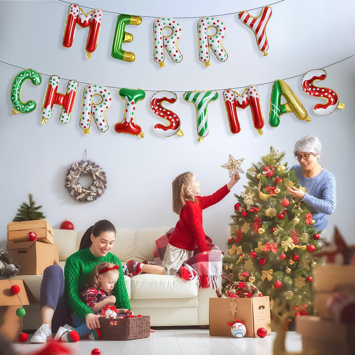 16 pulgadas Navidad película de aluminio tira bandera de color gradiente donut Navidad decoración de globo nuevos suministros de Navidad