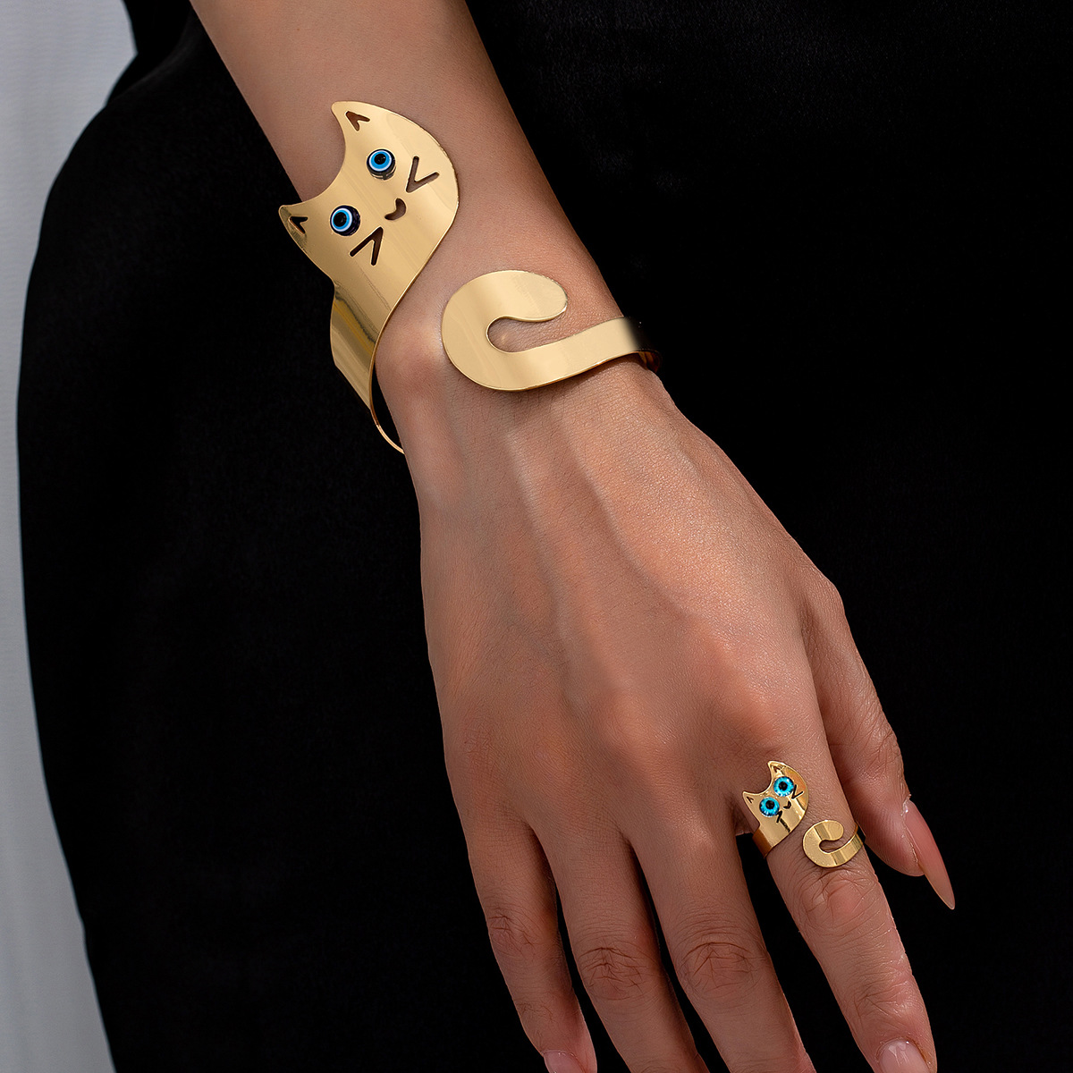 27g Weight Rings, Bracelets, Jewelry Set Classification Cute Cat Alloy Plating Women's Rings Bracelets Jewelry Set