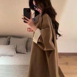 高智感穿搭英伦风宽松休闲中长款卡其色风衣外套女款早秋雪尼尔