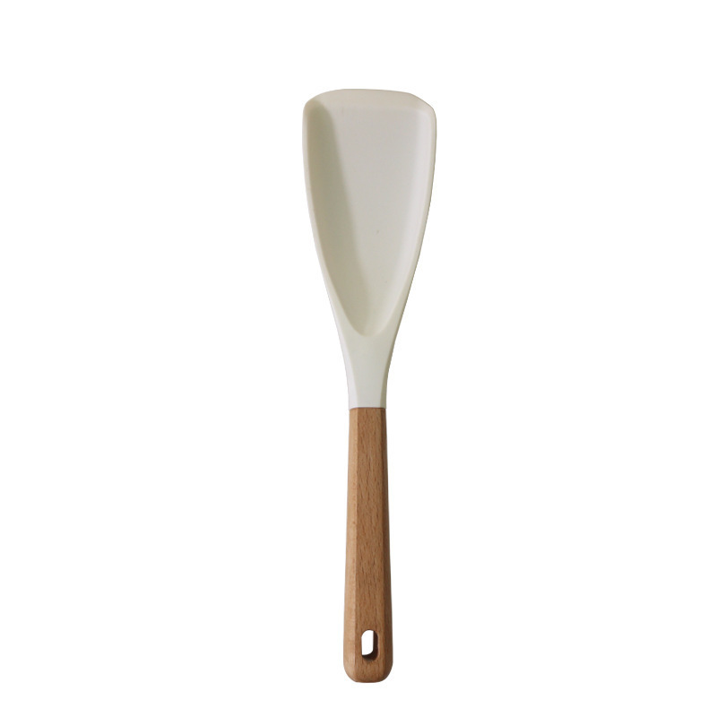 Cuchara de sopa de espátula de silicona transfronteriza Juego de 13 piezas de sartén antiadherente Pala de silicona de grado alimenticio Juego de utensilios de cocina de silicona blanca lechosa al por mayor