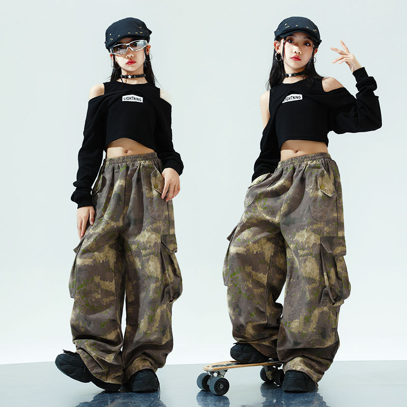 재즈 댄스 의상 소녀 연습 유행 재즈 위장 의류 어린이 재즈 의상 어린이 캣워크 BBOY