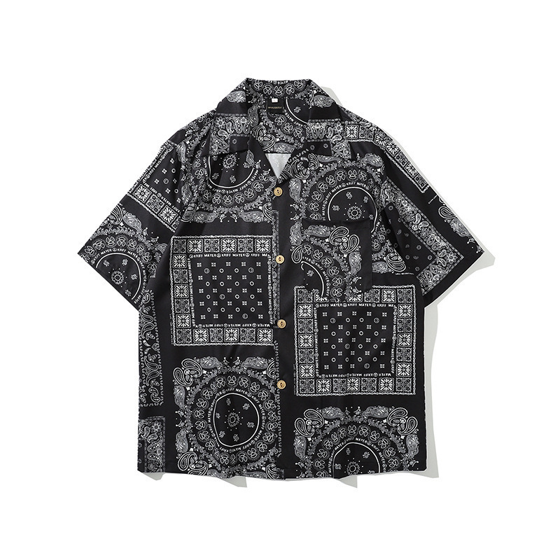 Japanese Retro Ethnic Style Paisley Shirt for Men, Trendy Versatile Loose Half-Sleeve Shirt, Couple's Casual Jacket Japanese Retro Ethnic Style Paisley Shirt for Men, Trendy Versatile Loose Half-Sleeve Shirt, Couple's Casual Jacket