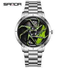 New Three-Da 1088 Steel Strap Personality Cool Men's Quartz Watch Trendy Fashion Atmospheric Leisure Men's Watch