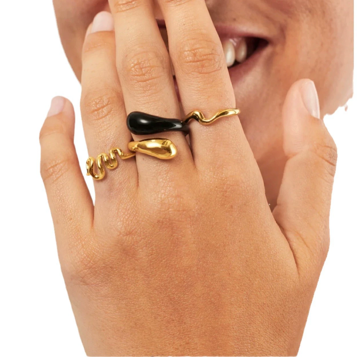 Fashionable retro brand small design ring stainless steel, European style
