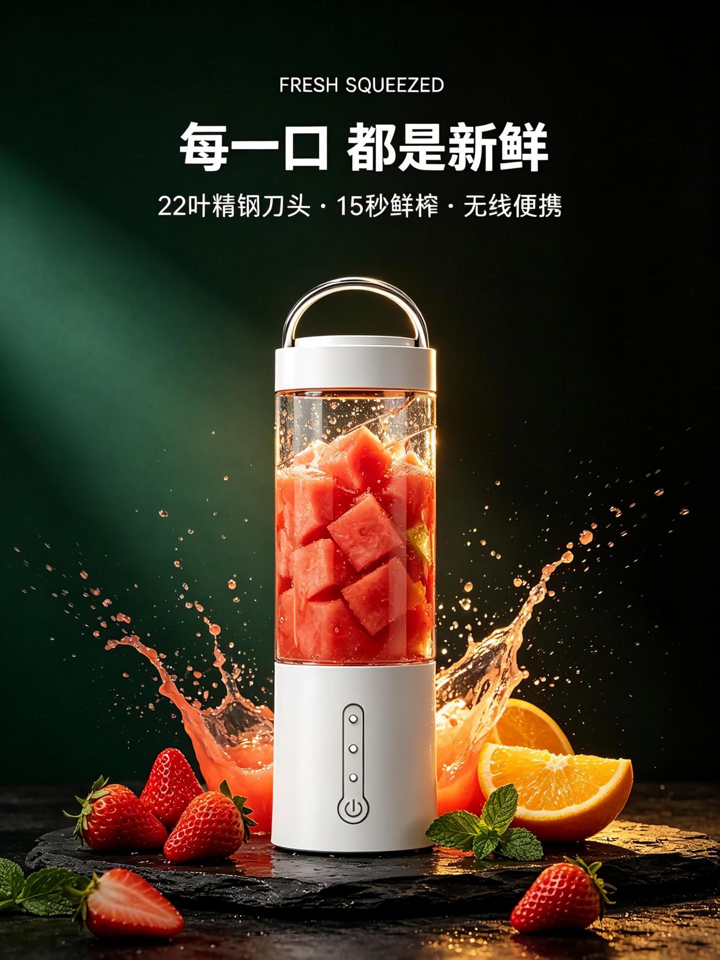 Tragbarer Smoothie-Mixer für den internationalen Markt, kabellos, leistungsstark, für den Heimgebrauch, USB-Ladung, klein, multifunktional, Crushed Ice und Saft, Entsafter-Becher