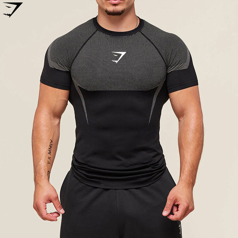 GYMSHARK Muscle Shark New Men's T-Shirt for Running, Sports, Fitness, Casual, Breathable, Tight-Fitting Compression GYMSHARK Muscle Shark New Men's T-Shirt for Running, Sports, Fitness, Casual, Breathable, Tight-Fitting Compression