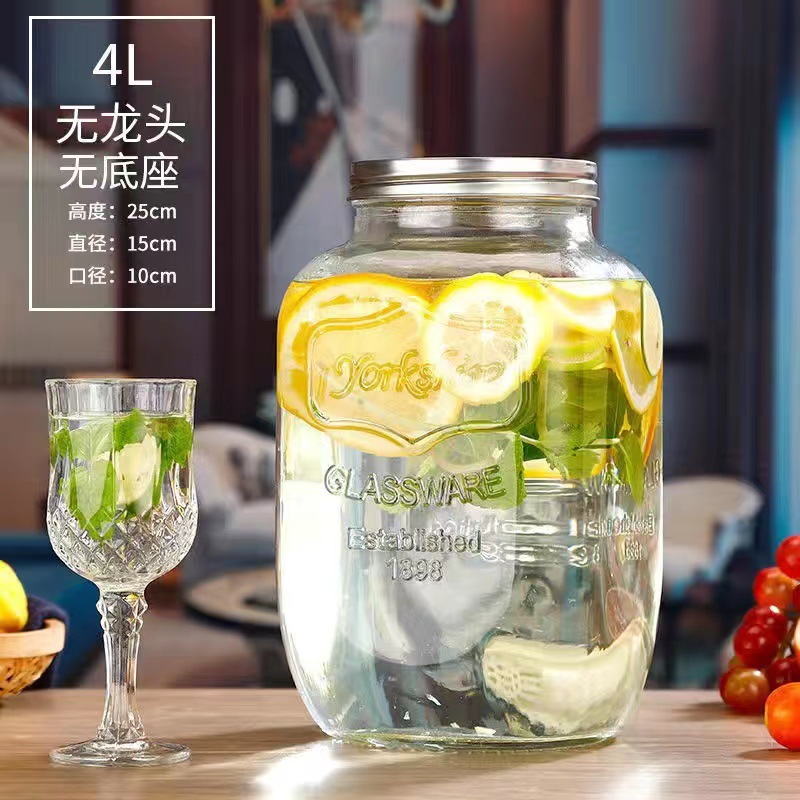 Celebridad de Internet de gran capacidad de vidrio comercial fruta barril de coque Fábrica directa jugo tarro enzima barril bebida barril con grifo