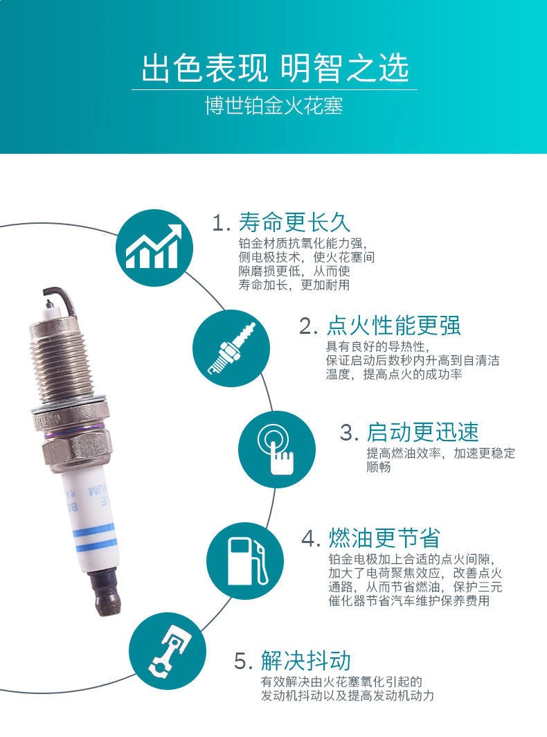 Suitable for Bosch Dual Iridium Spark Plugs for Chevrolet Cruze, Sail, Aveo, Cavalier, Cavaloz, Malibu
