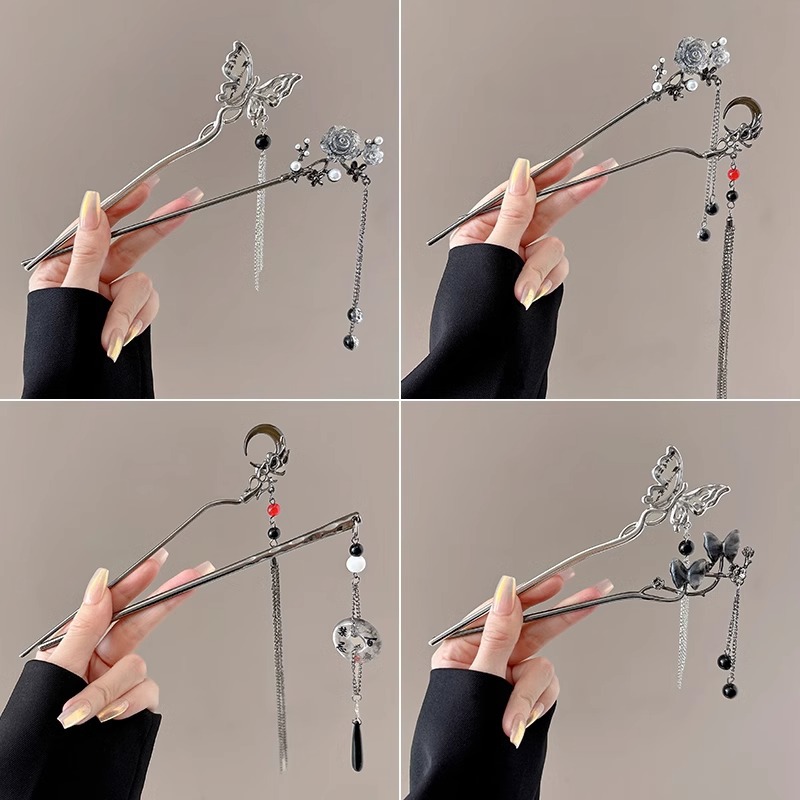 Niños de alta sensación de paso agitando pinzas de cabello 2024 nuevas niñas nuevas pinzas de cabello chino estilo antiguo pinzas de cabello tocado