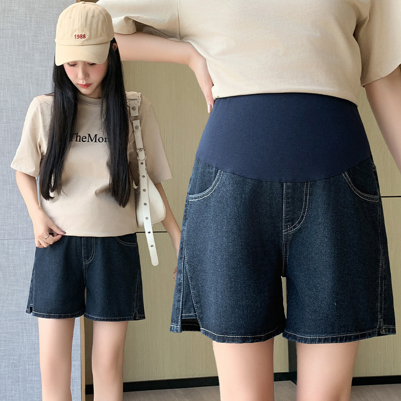 Pregnant Women's Shorts Women's Summer Outer Wear Thin Denim Wide-leg Pants Summer Casual Jeans Fashionable All-match Low-waist Pants