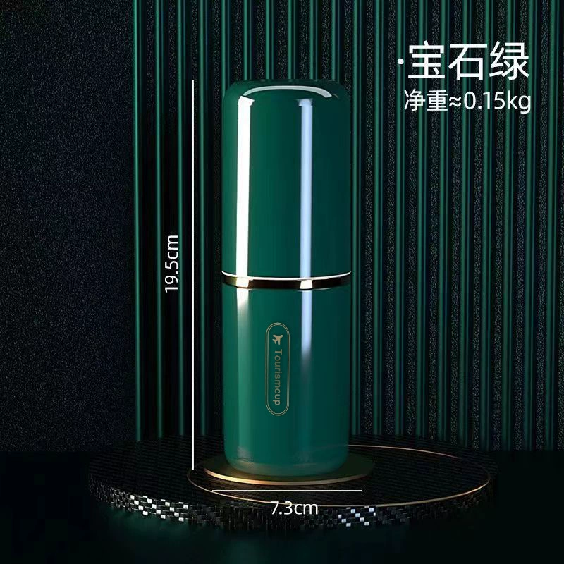Three-in-one travel mouthwash bottle: handheld with toothbrush & toothpaste storage, light-luxury design—White/Green/Dark Blue