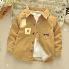Winter Big Kid Padded and Thick Warm Knit Shirt 2024 New Candy Color Outerwear Children's Shirt Top