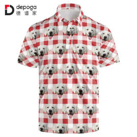 跨境专供polo衫男士短袖可爱宠物纪念3D印花上衣亚马逊分销代发